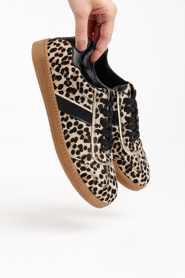 Coco Leopardo x negro - tenis en cuero animal print