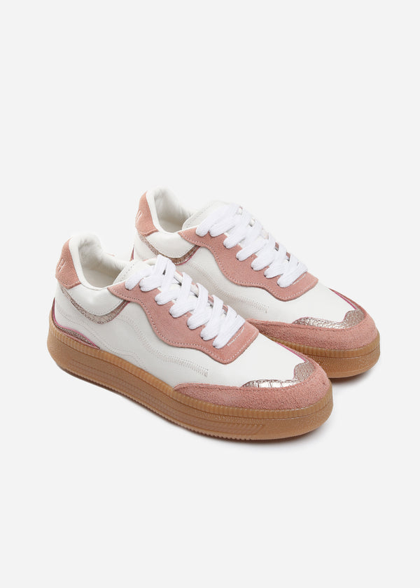 Mamba Oro Rosa - Tenis en cuero blanco y oro rosa