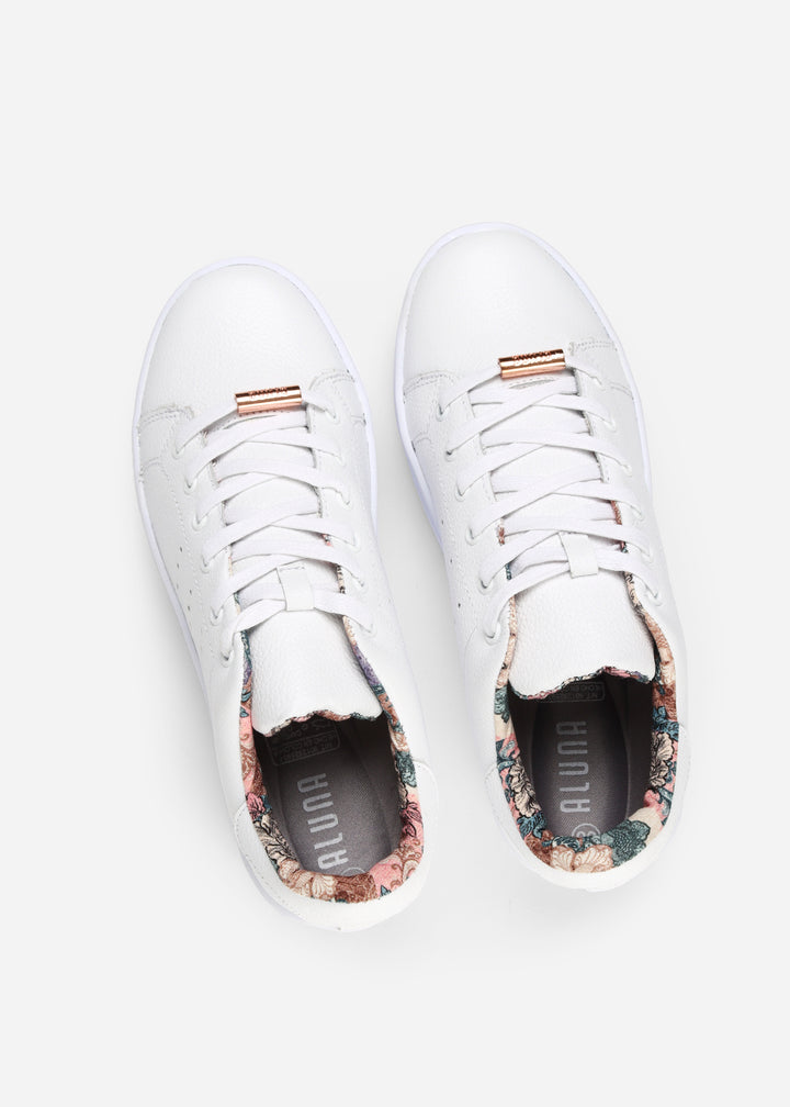 Timba Blanco Cuero con forro estampado- Tenis Blancos de plataforma